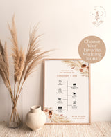 Boho Wedding Timeline Template | Welcome Timeline Poster | Order of Events Sign | Pampas Grass Wedding Day Timeline | Editable Template | A4