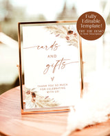 Pampas Grass Custom 4x6" Sign Template | Terracotta Wedding Custom Sign | Boho Shower Signage | Desert Wedding Sign | Minimalist Wedding A4