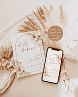 Pampas Grass Twins Baby Shower Invite | Boho Twin Baby Shower