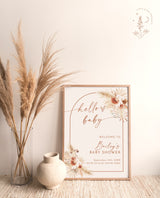 Boho Baby Shower Welcome Sign | Pampas Grass Baby Shower Welcome Poster