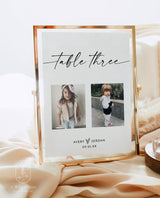 Photo Table Numbers | Modern Minimalist Wedding Table Numbers | Picture Table Numbers | Wedding Photo Table Numbers | Editable Template | M9