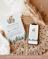 Woodland Winter Baby Shower Invitation Template | Baby It's Cold Outside