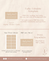 Minimalist Display Shower Card | Beige Display Shower Card | Boho Bridal Display Shower Insert | Fall Baby Shower | BM1