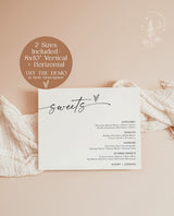 Minimalist Dessert Menu Sign | Sweets Menu | Modern Wedding Dessert Menu | Boho Dessert Station | Modern Minimalist Wedding Dessert Sign M9