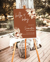 Boho Baby Shower Welcome Sign | Pampas Grass Baby Shower Welcome Poster | Terracotta Baby Shower Welcome Sign | Baby Shower | A4