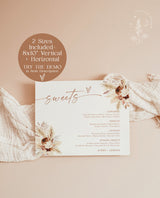 Boho Wedding Dessert Menu Sign | Boho Sweets Menu | Pampas Grass Wedding Dessert Menu | Dessert Station | Modern Wedding Dessert Sign | A4