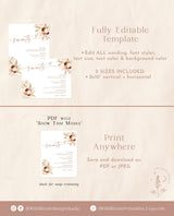 Boho Wedding Dessert Menu Sign | Boho Sweets Menu | Pampas Grass Wedding Dessert Menu | Dessert Station | Modern Wedding Dessert Sign | A4