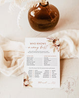 Who Knows Mommy Best Game | Boho Baby Shower | Would She Rather Baby Shower Game | Pampas Grass Baby Shower | Fall Baby Shower Game | A4