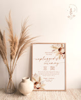 Boho Unplugged Wedding Poster | Pampas Grass Wedding | Rust Unplugged Ceremony Sign | Printable Unplugged Poster | Editable Template | A4