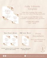 Boho Ladies Bathroom Sign Template | Pampas Grass Wedding Bathroom Basket Sign | Ladies Room Sign | Bohemian Wedding | A4