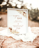 Bohemian Cigar Bar Sign | Pampas Grass Wedding Cigar Sign Template | Boho Wedding Cigar Sign | Boho Cigar Bar Sign | A4