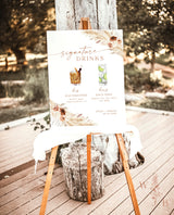 Signature Drinks Sign Template | Boho Signature Cocktail Sign | Wedding Bar Menu Sign | His and Hers Bar Sign | Editable Template | A4