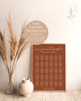 Modern Wedding Seating Chart | Minimalist Seating Chart | Boho Wedding Seating Chart Sign | Our Favorite People | Editable Template M9