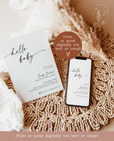 Minimalist Baby Shower Invitation | Gender Neutral Baby Shower | Hello Baby | Modern Minimalist Shower Invite | Editable Template | M9
