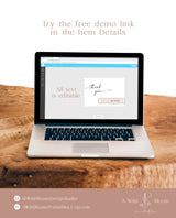 Minimalist Thank You Card | Thank You Card | Bridal Shower Thank You Cards | Modern Minimalist Wedding | Editable Template | M9