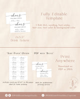 Drink Ticket Template | Minimalist Drink Ticket | This One's On Us | Modern Wedding Drink Ticket | Free Drink Voucher | Editable Template M9