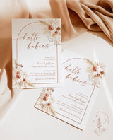 Pampas Grass Twins Baby Shower Invite | Boho Twin Baby Shower