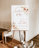 Boho Baby Shower Welcome Sign | Pampas Grass Baby Shower Welcome Poster