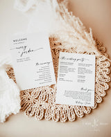 Minimalist Wedding Program | Order of Service | Winter Wedding | Modern Wedding Program | Boho Wedding Program | Editable Template | M9