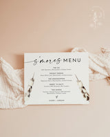 S'more Menu Sign | Wedding S'more Menu | Modern S'more Bar Station | Minimalist Smore Bar Sign | Modern Minimalist Wedding Sign | M9