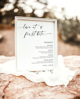 Minimalist Dessert Menu Sign | Love at First Bite | Modern Wedding Dessert Menu | Boho Dessert Station | Modern Minimalist Wedding Sign | M9