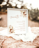 Boho Wedding Dessert Menu Sign | Boho Sweets Menu | Pampas Grass Wedding Dessert Menu | Dessert Station | Modern Wedding Dessert Sign | A4