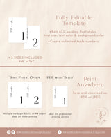 Minimalist Wedding Table Numbers | Modern Wedding Table Number | Editable Table Number Template | Simple Table Numbers | M9