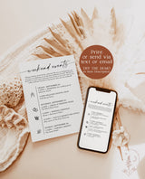 Minimalist Wedding Events Card | Modern Weekend Events | Wedding Itinerary Template | Welcome Bag | Editable Wedding Timeline Schedule | M9