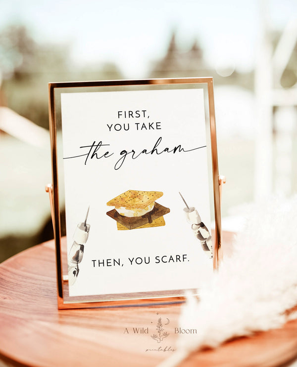 Wedding S'more Bar Sign | S'more Wedding Sign | Roast A Marshmallow and Party S'more Sign | S'more Station | Modern Wedding Sign | M9