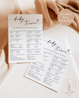 Baby Trivia Shower Game | Modern Baby Shower Trivia Game | Minimalist Baby Shower Game | Gender Neutral | Editable Game Template | M9