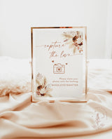 Boho Capture the Love Sign | Wedding Photo Sign | Pampas Grass Wedding Hashtag Sign | Boho Wedding Social Media Hashtag Sign | A4