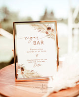 Bohemian Cigar Bar Sign | Pampas Grass Wedding Cigar Sign Template | Boho Wedding Cigar Sign | Boho Cigar Bar Sign | A4