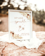 Boho Sparkler Send Off Sign | Let Love Sparkle Sign | Pampas Grass Wedding Send Off Sign | Newlywed Send Off Sign | Boho Wedding Sign | A4