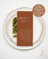 Modern Thank You Letter | Wedding Napkin Note | Wedding Menu Thank You | Editable Template | Minimalist Place Setting Thank You | M9