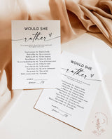 Would She Rather Bridal Shower Game | Bridal Trivia | Modern Bridal Shower Game | Minimalist Bridal Shower | Modern Minimalist Shower | M9