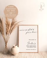 Birthday Party Welcome Sign | Modern Birthday Welcome Sign | Minimalist Birthday Party Welcome | Birthday Celebration | Editable Template M9