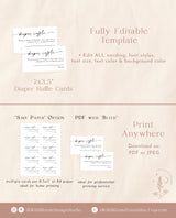 Diaper Raffle Card | Modern Minimalist Diaper Raffle Ticket | Boho Baby Shower Card | Gender Neutral Baby Shower | Editable Template | M9