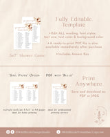 Candy Match Game | Pregnancy Candy Bar Game | Pampas Grass Baby Shower Game | Boho Baby Shower Game | Boho Baby Shower Editable Template A4