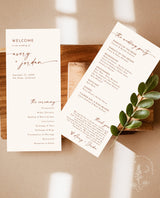 Modern Wedding Program | Fall Wedding | Order of Service | Desert Wedding Program | Terracotta Wedding Program | Editable Template | M9