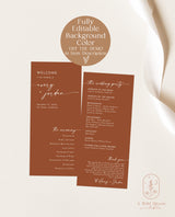 Modern Wedding Program | Fall Wedding | Order of Service | Desert Wedding Program | Terracotta Wedding Program | Editable Template | M9