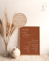 Minimalist Wedding Program Poster | Boho Wedding Program Sign | Modern Wedding Program Sign | Order of Service Poster | Editable Template M9