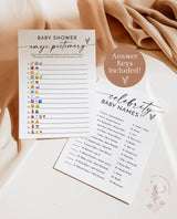 Baby Shower Game Bundle | Minimalist Baby Shower Games | Modern Baby Shower Games | Gender Neutral Baby Shower Game | Boho Baby Shower | M9