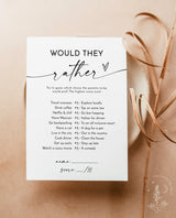 Would They Rather Baby Shower Game | Parent Trivia Game | Minimalist Baby Shower Game | Boho Baby Shower | Modern Baby Shower | M9