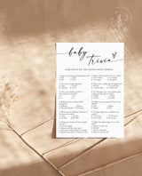 Baby Trivia Shower Game | Modern Baby Shower Trivia Game | Minimalist Baby Shower Game | Gender Neutral | Editable Game Template | M9