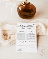 Baby Shower Advice and Predictions Card | Modern Baby Shower | New Parents Advice Card | Advice for Mommy | Gender Neutral Baby Shower | M9