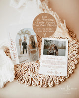 Happy Holidays Card Template | Boho Newlywed Christmas Card | Minimalist Christmas Card | Wedding Thank You Card | Editable Template M9