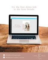 Happy Holidays Card Template | Boho Newlywed Christmas Card | Minimalist Christmas Card | Wedding Thank You Card | Editable Template M9