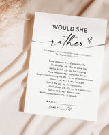 Would She Rather Bridal Shower Game | Bridal Trivia | Modern Bridal Shower Game | Minimalist Bridal Shower | Modern Minimalist Shower | M9