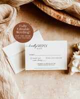 Modern RSVP Card | Minimalist Wedding Response Card | Wedding Insert | Printable RSVP Card | Wedding Reply Card | Editable Template | D1