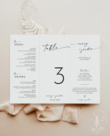 Modern Wedding Trifold Table Numbers | Minimalist Wedding Table Numbers | Tri-fold Table Menu | Triangle Table Stand | Editable Template M9